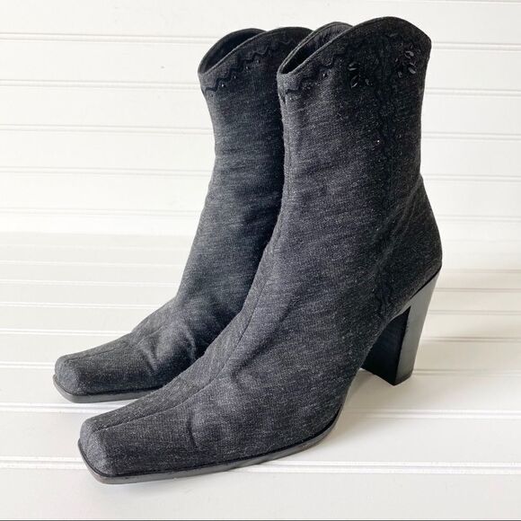Sebastian Milano Shoes - Sebastian Milano Gray Square Toe Beaded Boots 37